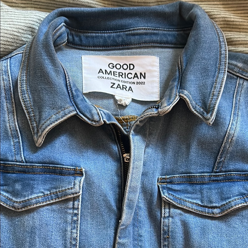 Zara good American denim jumpsuit